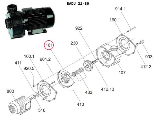 Крышка задняя насоса Speck Badu 21/80; 21/81 (2923.116.100) 292.3116.100 для бассейна