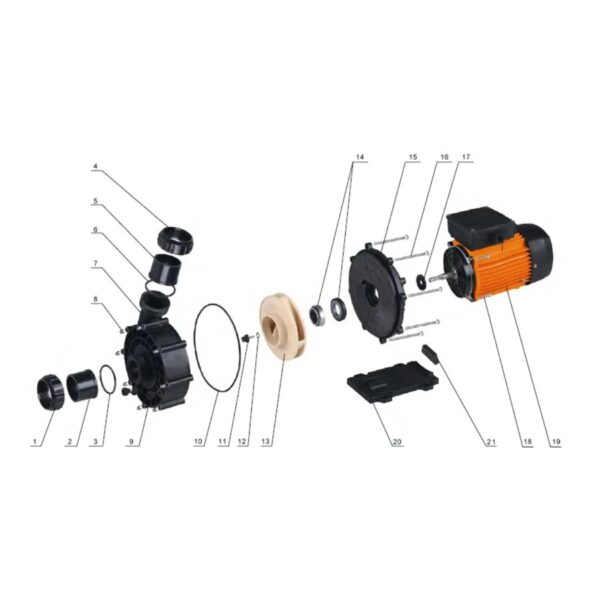 Крышка корпуса насоса Pool King BTP 1100A-1500A (поз. 15) для бассейна