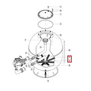 Коллектор с коленом для фильтра Hayward Pro Side D900 мм