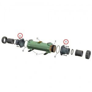 Крышка торцевая с муфтой для теплообменников бассейна Bowman 5113 (2 шт.) 5030-1